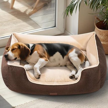 Large Orthopedic Dog Bed 36" Washable with Removable Cover, Waterproof & Non-Slip Base, Year-Round Comfort with Cooling/Warming, Dual-Layer Interior Padding for Support and Softness, Brown