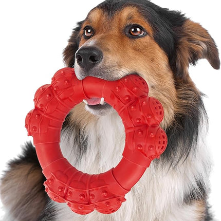 Indestructible Dog Chew Toys for Aggressive Chewers, Super Chewer Toys for Medium Large Dogs, Interactive Ring Toy, Heavy Duty Teething Toys