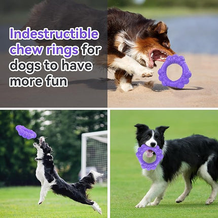 Indestructible Dog Chew Toys for Aggressive Chewers, Super Chewer Toys for Medium Large Dogs, Interactive Ring Toy, Heavy Duty Teething Toys