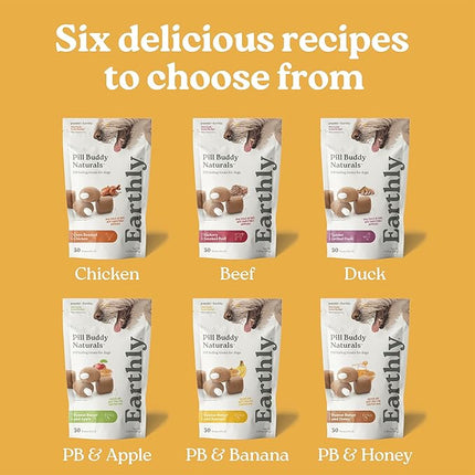 Earthly Pill Buddy Naturals - PB & Apple Recipe Pill Hiding Treats for Dogs - Make A Perfect Pill Concealing Pocket Or Pouch for Any Size Medication - 30 Servings