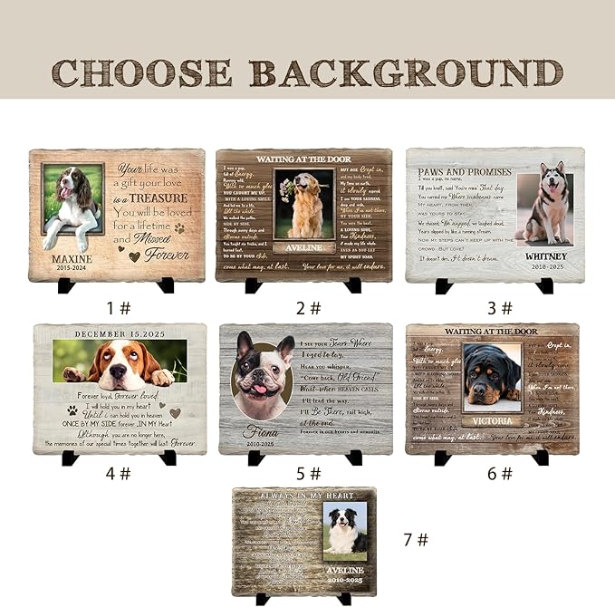 Personalized Pet Memorial Stone - Custom Dog Grave Marker with Name & Photo - Sympathy Gifts for Loss of Beloved Dog - Cemetery Decor - Dog Passing Away Sympathy Gifts (Quote 16)