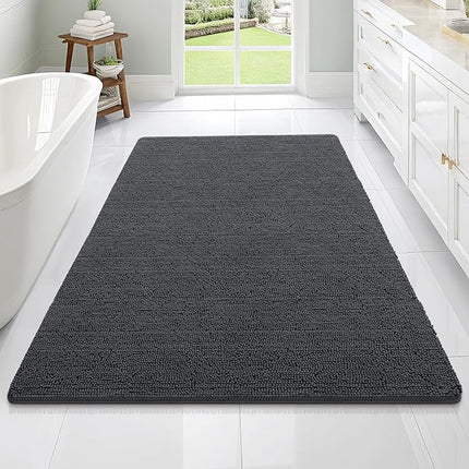 OLANLY Bathroom Rugs 70x46, Extra Soft Absorbent Chenille Bath Rugs, Rubber Backing Quick Dry, Machine Washable Bath Mats for Bathroom Floor, Tub and Shower, Home Decor Accessories, Dark Grey