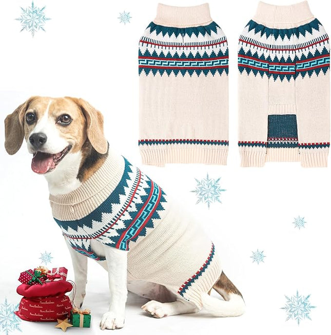 BINGPET Dog Sweater - Turtleneck Classic Knit Dog Sweaters for Small Medium Large Dogs, Pet Winter Clothes Warm Sweatshirts Outfits for Doggie and Cats Beige S
