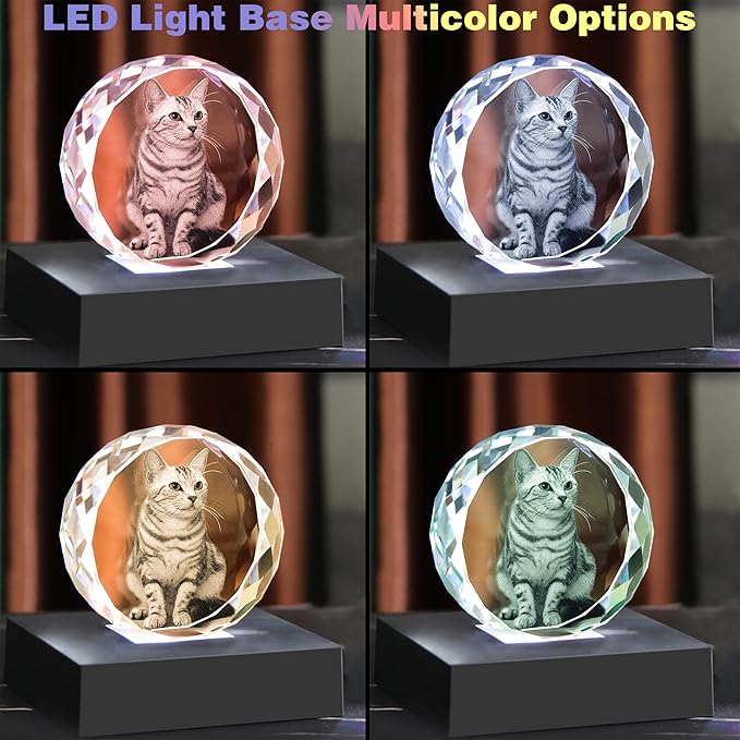 Pet Memorial Gifts for Dogs,Cats,Personalized 3D Crystal Photo,Custom 3D Pictures,Dog Memorial Gift,3D Laser Etched Picture, Customized Gifts,Personalized Photo Gifts