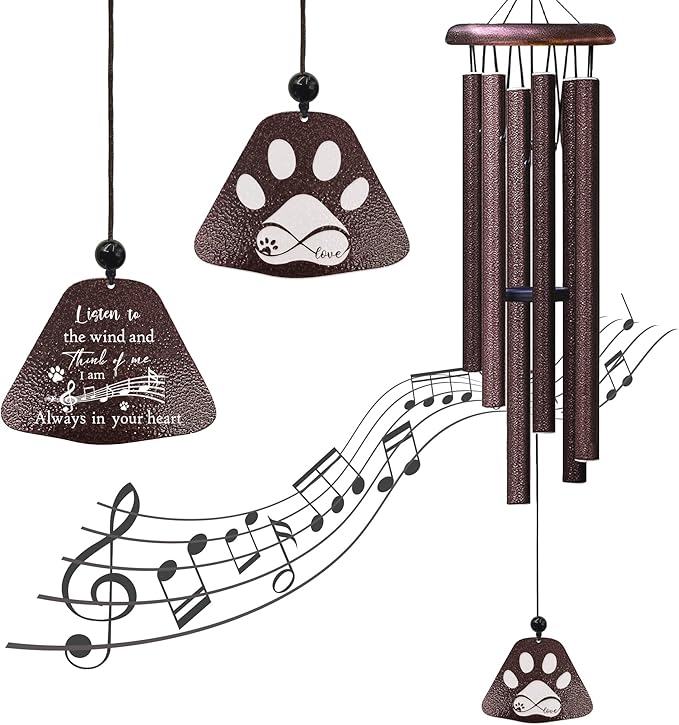 Dog Memorial Gifts for Loss of Dog, Pet Memorial Gifts 32in Wind Chimes, Loss of Dogs Sympathy Gift, Pet Remembrance/Bereavement/Passing Away Wind Chimes