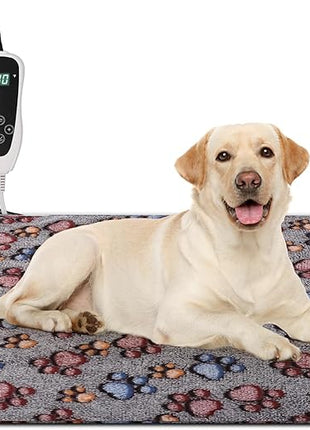 Cat Heating Pad, Waterproof Pet Heating Pad for Cats Dog Indoor, 11 Adjustable Temperature Cat Warming Bed Mat with Timer, Indoor Heated Bed with Chew Resistant Cord (M: 28'' L X 18'' W)