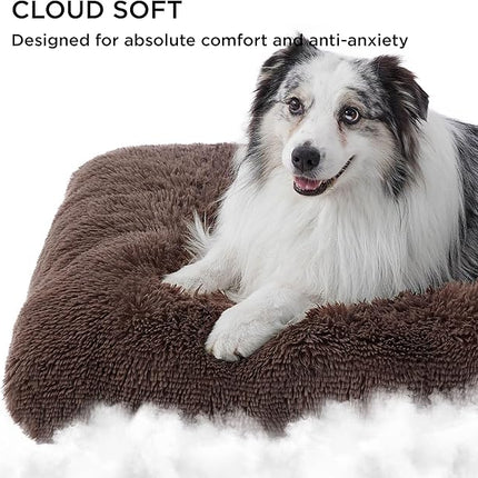 Bedsure Washable Extra Large Dog Bed for Crate, Faux Fur Dog Crate Pad for Large Breed, Plush Soft Comfort Dogs Sleeping Mat, Anti-Slip Pet Kennel Pad, 41" x 29", Dark Brown