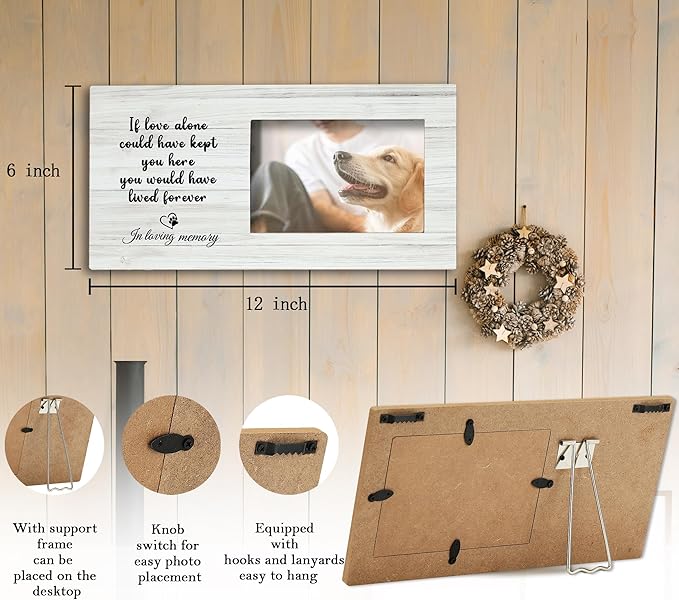 SRADMO Pet Memorial Photo Frame - 12x6, Cat & Dog Frames for Loved Ones Lost, Picture Frame for Pet Remembrance