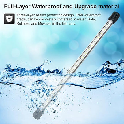 VARMHUS Submersible LED Aquarium Light,Fish Tank Light with Timer Auto On/Off Dimming Function,3 Light Modes Dimmable&4-Color LED,10 Brightness Levels Optional&3 Levels of timed Loop 18LEDS-15''