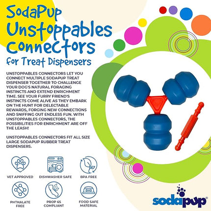 SodaPup Unstoppables – Connectors for Treat Dispensers Made in USA from Non-Toxic, Pet Safe, Food Safe Nylon Material to Link Treat Dispensers and Challenge Dog’s Foraging Instincts – 2 Pack