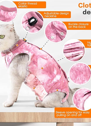 Cat Recovery Suit, Cat Onesie, Pink, S
