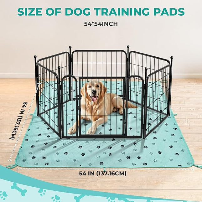 Fostanfly Washable Pee Pads for Dogs, 2 Pack Large 54"x54" Ultra-Absorbent and Leak-Proof Non-Slip Reusable Potty Training Pads for Dogs, Cats, Puppy, Potty of Add 8 Lanyards, Green
