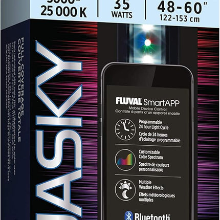 Fluval Aquasky 2.0 Bluetooth LED Aquarium Light – 35W, 48–60" | RGB + 6500K White LEDs | App-Controlled 24-Hour Cycle & Weather Effects | IP67 Waterproof | 120 Wide Coverage