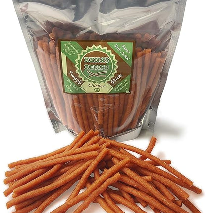 Rena's Recipe Twiggly Chicken Sticks (24oz /1.5lbs) Big Pack (Around 100 Pieces) - Rawhide Free Soft Chicken Jerky Sticks with Glucosamine!