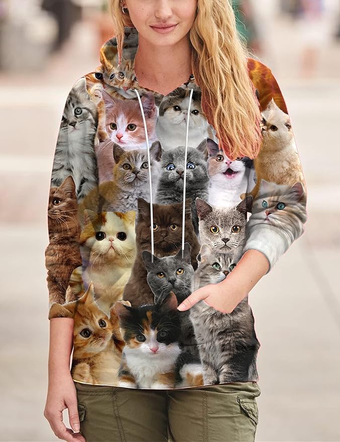 Yasswete Unisex Adults 3D Printed Fashion Hoodies for Men Women Pullover Novelty Sweatshirts with Big Pockets