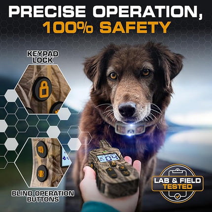 INVIROX Dog Shock Collar [Ultra K9] 124 Training Levels, 4 Powerful Modes with Night-Light and ¾ Mile Range 100% Safe Dog Training Collar for Large Dogs IP67 Waterproof (X2 Camouflage)