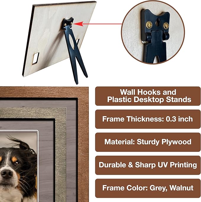 Personalized Dog Picture Pet Loss Sign Frames with Name Photo Keepsake Wood Memorial for Tabletops Remembrance for Dog Passing Away Sympathy Funerary Supplies for Pet Lovers