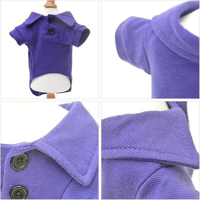 lovelonglong Basic Dog Polo Shirts Premium Cotton, Polo T-Shirts for Large Medium Small Dogs with a Two-Button Collar Blank Color Purple M