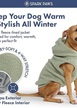 Spark Paws Fleece Dog Jacket, Hooded Sweater Vest, Warm Coat for Winter - Suitable for Small Medium Large XL XXL Breeds - Light Green - 3XL