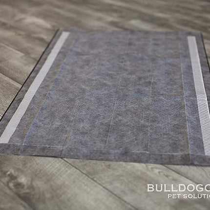 Bulldoglogy Carbon Black Puppy Pee Pads with Adhesive Sticky Tape - Extra Large Charcoal Housebreaking Dog Training Wee Pads (24x35) (360-Count, Black)