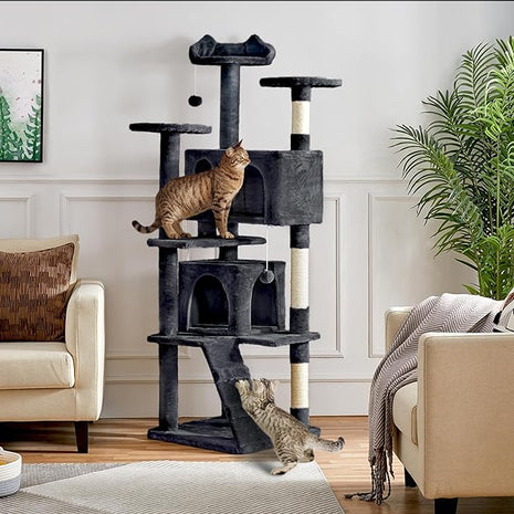 Yaheetech Multi-Level Cat Tree for Large Cats, with Cozy Condos for Indoor Cats