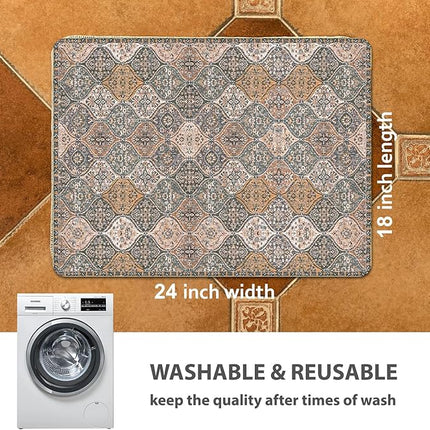 nunubaby Washable Pee Pads for Dogs, Stylish, Non-Slip and Leak-Proof Pee Pads. Reusable Potty Pads for Dogs for Crates and Floors.(Brown/Multi, 18" x24")