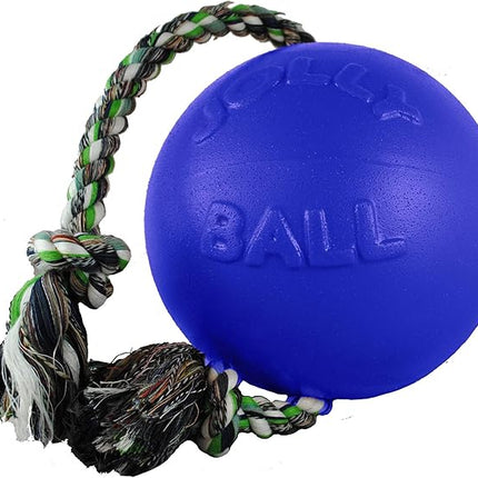 Jolly Pets Romp-n-Roll Rope and Ball Dog Toy, 6 Inches/Medium, Blue