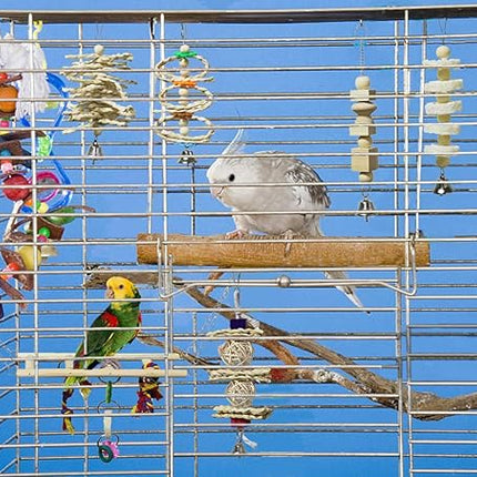 BWOGUE 7 Pack Bird Parrot Toys - Natural Wood Chewing, Climbing, Hanging & Hammock Toys for Small Parakeets, Cockatiels, Conures, Finches, Budgie, Parrots, Love Birds