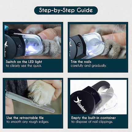 Candure LED Dog Nail Clippers with Light - Pet Nail Clippers with Light for Dogs & Cats, Sharp Stainless Steel Blades for Thick Nails, Safe Grooming Trimmer with Nail File (Sky Blue)