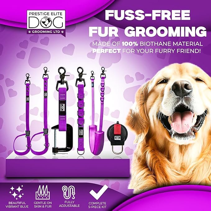 37" Dog Grooming Table with Set of 6 Grooming Loops for Dog Groomers Bundle - Adjustable Height Grooming Table 300lb, Dog Grooming Table Arm with Adjustable Dog Grooming Loops - Dog Grooming Supplies