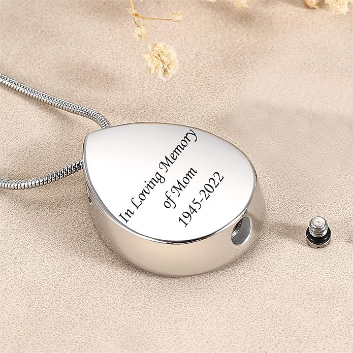 Farfume Personalized Pet Urn Necklace for Dog Cat Ashes Cremation Pet Memorial Customized Photo Text Engraving Pendant Keepsake Funeral Jewelry