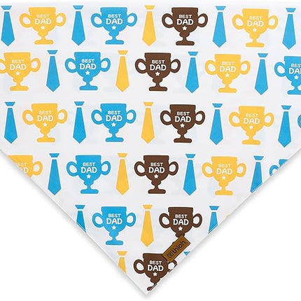 Fathers Day Dog Bandanas - 2 Pack Reversible I Love My Dad Pet Scarf for Boy and Girl | Premium Durable Fabric | Adjustable Bandana for Small Medium Large and Extra Large Dogs (Large)