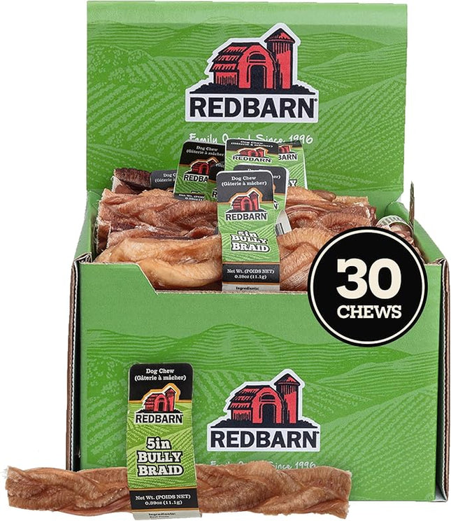 Redbarn Braided Bully Sticks 5" Dog Treats, 5-in chew, case of 30
