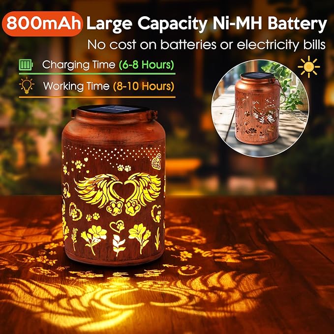 Dog Memorial Solar Lanterns, Thoughtful Angel Paw Memorial Gifts for Loss of Dog, Pet Sympathy Passing Away Remembrance Bereavement Gift for Outdoor Pet Death Memorials Funerary Garden Grave