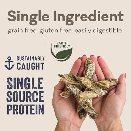 Polkadog Cod Skins for Dogs (2lb Shortie) - Single Ingredient, Wild-Caught Fish Skin Dog Treats for All Breeds – High in Lean Protein & Omega-3. Hypoallergenic, Grain Free. Handcrafted & Made in USA