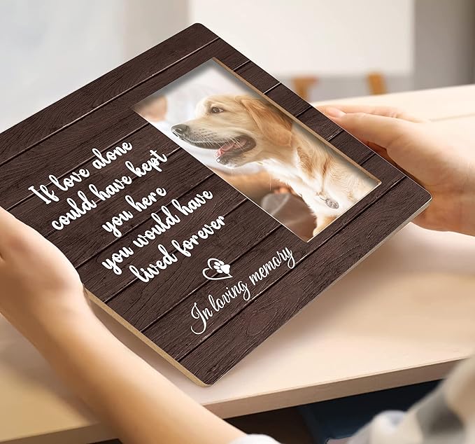 SRADMO Dog Memorial Picture Frame,Dog Frames For Pictures Memorial, Pet Dog Cat Memorial Photo Picture Frame 10×8,Dog Picture Frames For Dogs That Passed,Passed Away Dog Memorial Gifts (Brown)