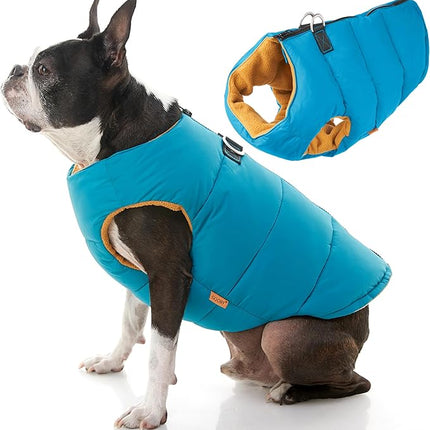 Gooby Padded Vest Dog Jacket - Solid Turquoise, X-Small - Warm Zip Up Vest Fleece Jacket with Dual D Ring Leash Water Resistant for Small to Medium Dogs
