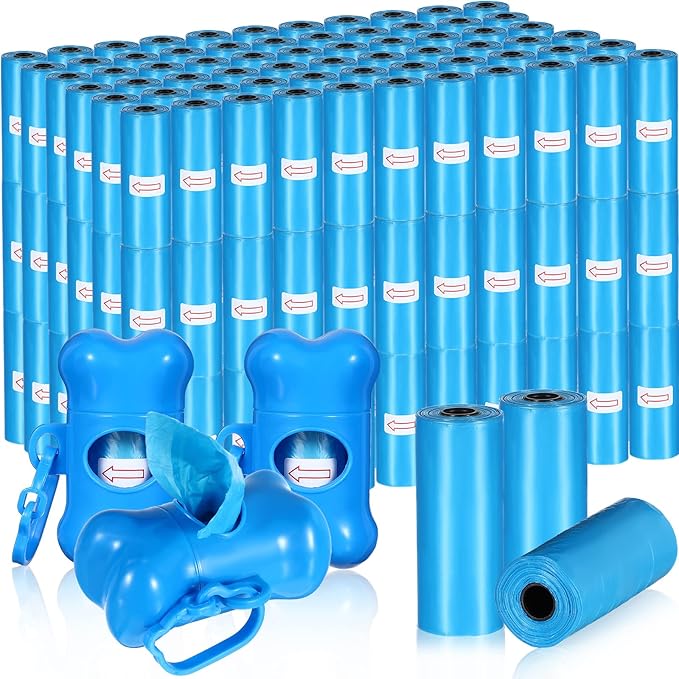Teling 3000 Count Dog Poop Bags Pet Waste Bags for Poop with 3 Dispensers for Home, Outdoor, Puppy Walking, and Travel, 12 x 8.6 Inch(Blue)