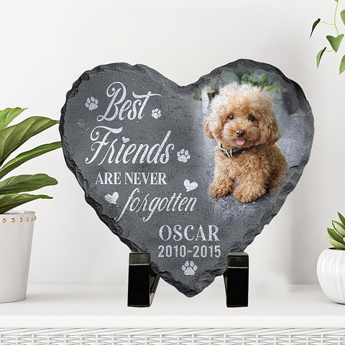 Personalized Dog Memorial Gifts for Loss of Dog, Custom Pet Memorial Stone with Photo Name Date, Stones for Dogs, Gift for Cat Lovers, Bereavement Sympathy Gift for Pet Lover, Quote 3