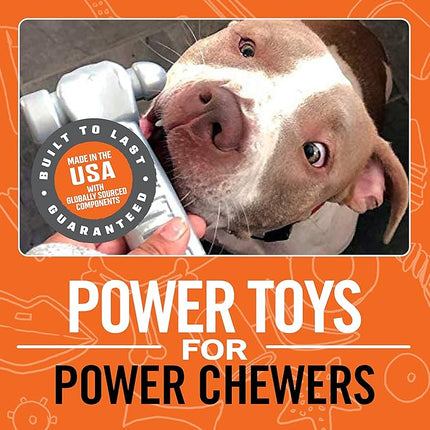 BULLYMAKE Silver Tough Chew Hammer Toy for Dogs, Durable Nylon Dog Toys for Aggressive Chewers, Dental Stimulating, Tough Chew, Boredom Busting, Pet Supplies, Made in USA