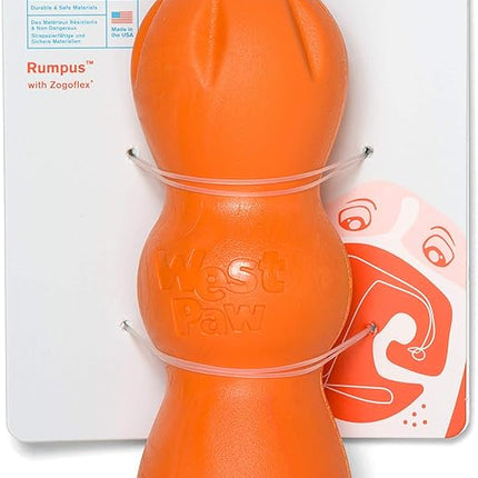 WEST PAW Zogoflex Rumpus Dog Chew Toy – Floatable Toy for Dogs, Aggressive Chewers – Puppy Chewing Toys for Catch, Fetch – Recyclable, Dishwasher-Safe, Medium 6.25", Tangerine
