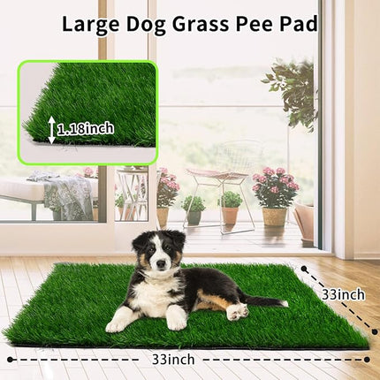 Grass Pad for Dogs 33 x 33 inches, Strong Absorbency Soft and Realistic Grass for Pets Potty Training, Easy to Clean, Indoor Outdoor Use (1 Pack)