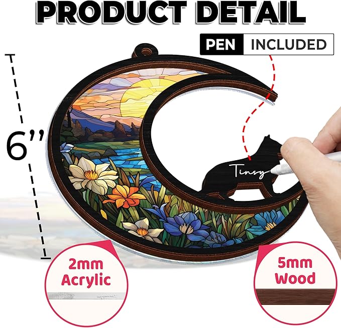 6'' German Shepherd Memorial Suncatcher, Personalized Name, Pet Ornament Window Car Hanging, Sympathy Gift for Loss of Pet, Passed Away Remembrance Gift for Dog Lovers 05-SS1