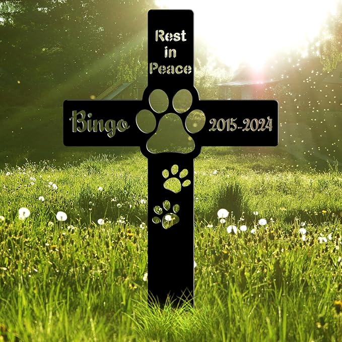 Personalized Metal Dog Grave Markers Stake, Pet Memorial Outdoor Garden Sign Plaque, Custom Pets Name Marker for Cemetery, Pet Loss Sympathy Gift