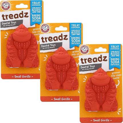 Arm & Hammer for Pets Super Treadz Mini Gorilla Dental Chew Toy for Dogs - Dog Dental Chew Toys - Reduce Plaque & Tartar Buildup Without Brushing - for Dogs up to 25 Lbs (Pack of 3)