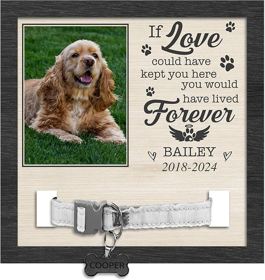 Nazenti Personalized Dog Memorial Picture Frame, Pet Loss Gift, Custom Sympathy Gifts for Loss of Dog, Cat Condolences Gift, Pet Memorial Frame with Collar Holder, Dogs Sign Bereavement Gifts