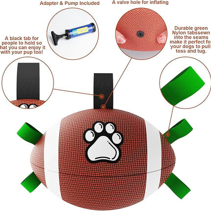 QDAN Dog Toys Football, Interactive Dog Toys for Tug of War,Superbowl Football Party Decorations Favor, Dog Water Toy, Durable Dog Balls for Small & Medium Dogs(8 inch)