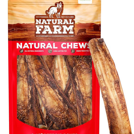 Natural Farm Rib Bones for Dogs (9-10 Inch, 8 Pack) - Beef Ribs, Farm-Raised Cattle - Slow-Roasted Flavor Treats, Promotes Dental Health, Great for Medium and Large Dogs