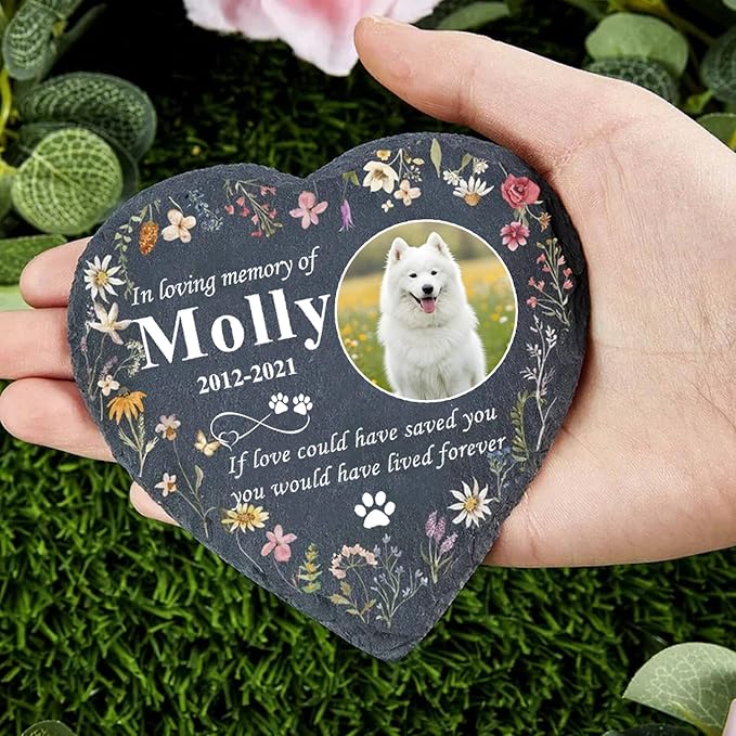 Gabita Custom photo Dog Memorial Stone, Pet Memorial Gifts for Dogs, Dog Memorial Stone, Personalized Pet Grave Markers Headstone Cemetery Decorations for Pet new 3