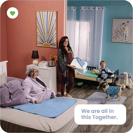 IMPROVIA® Washable Underpads, Heavy Absorbency Reusable Incontinence Pads for Kids, Adults, Elderly, and Pets, Waterproof Protection Floor (Blue, 18"x24" (Pack of 4))